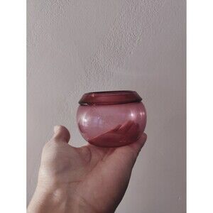 Vintage Orbix Cranberry Glass Globe Small Bowl Succulent Holder Signed